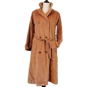 Vintage Halston for Misty Harbor Qiana Plush Trench Coat Camel Size 10